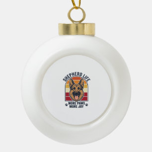 Deutscher Schäferhund-Shirt Retro-Gravur Hunde-Lie Keramik Kugel-Ornament