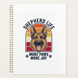 Deutscher Schäferhund-Shirt Retro-Gravur Hunde-Lie Planer