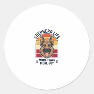 Deutscher Schäferhund-Shirt Retro-Gravur Hunde-Lie Runder Aufkleber