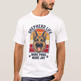 Deutscher Schäferhund-Shirt Retro-Gravur Hunde-Lie T-Shirt