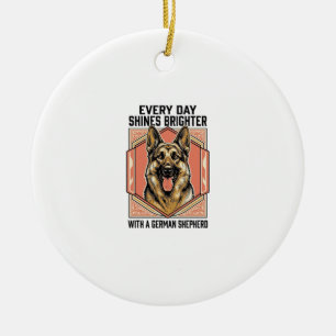 Deutscher Schäferhund-Shirt Vintage Gravur Hunde L Keramik Ornament