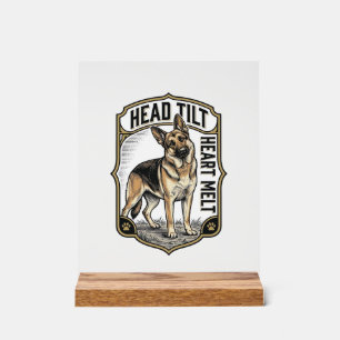 Deutscher Schäferhund-Shirt Vintage-Gravur Kopfnei Acrylschild