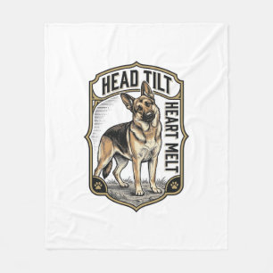 Deutscher Schäferhund-Shirt Vintage-Gravur Kopfnei Fleecedecke