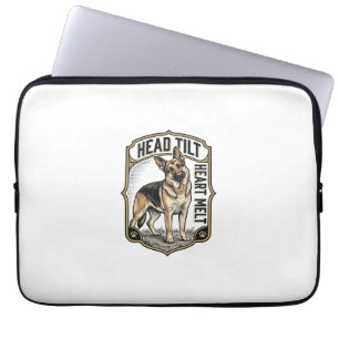 Deutscher Schäferhund-Shirt Vintage-Gravur Kopfnei Laptopschutzhülle