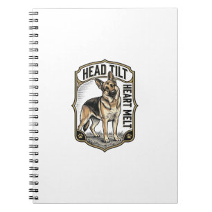 Deutscher Schäferhund-Shirt Vintage-Gravur Kopfnei Notizblock