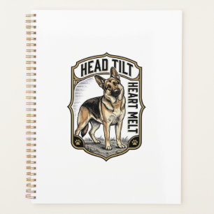Deutscher Schäferhund-Shirt Vintage-Gravur Kopfnei Planer