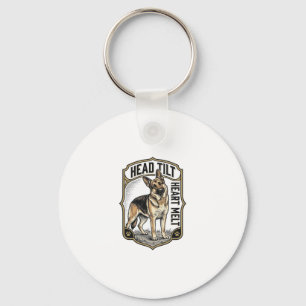 Deutscher Schäferhund-Shirt Vintage-Gravur Kopfnei Schlüsselanhänger