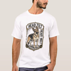 Deutscher Schäferhund-Shirt Vintage-Gravur Kopfnei T-Shirt