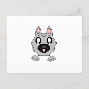 Deutscher Schäferhund Silber und Schwarz Spähender Postkarte