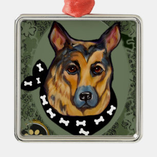 DEUTSCHER SCHÄFERHUND SILBERNES ORNAMENT
