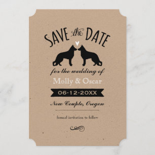 Deutscher Schäferhund Silhouetten Hochzeit Termin  Save The Date