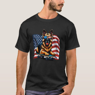 Deutscher Schäferhund Skateboarding Amerikanische T-Shirt