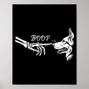 Deutscher Schäferhund Skelett Hand Boop Halloween Poster