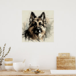 Deutscher Schäferhund Skizze Kunstposter Poster