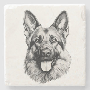 Deutscher Schäferhund-Skizze Steinuntersetzer   S/