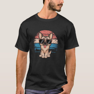 Deutscher Schäferhund Sonnenbrille Sonnenuntergang T-Shirt