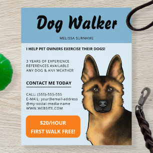 Deutscher Schäferhund-Spaziergänger Hundespazierga Flyer
