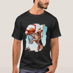 Deutscher Schäferhund spielt Basketball Spaß Dog B T-Shirt
