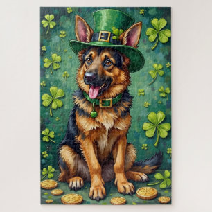 Deutscher Schäferhund St. Patrick’s Day Glückliche Puzzle