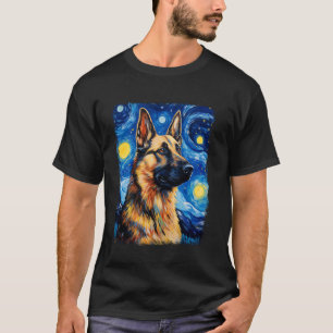 Deutscher Schäferhund Sternennacht-Malerei T-Shirt