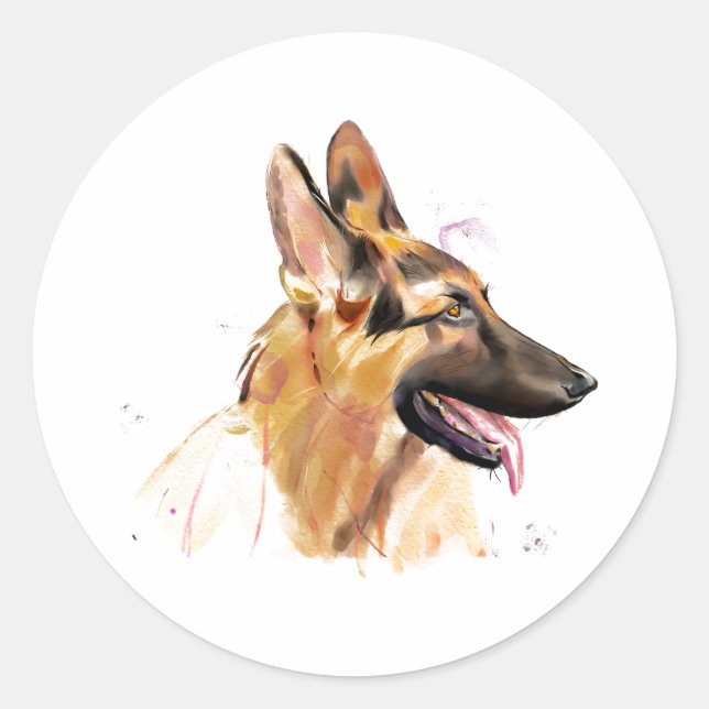 Deutscher Schäferhund Sticker Kunst (Vorderseite)