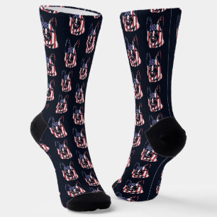Deutscher Schäferhund Stil Hund USA-Flagge Socken