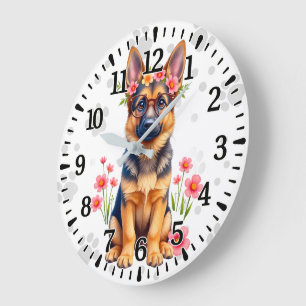 Deutscher Schäferhund stylen  Große Wanduhr