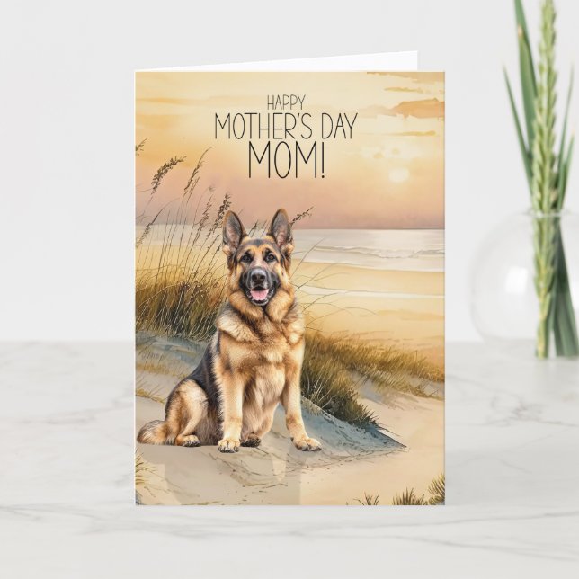 Deutscher Schäferhund Sunset Beach Muttertag Feiertagskarte (Vorderseite)
