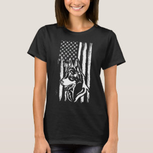 Deutscher Schäferhund Süße amerikanische Flagge US T-Shirt