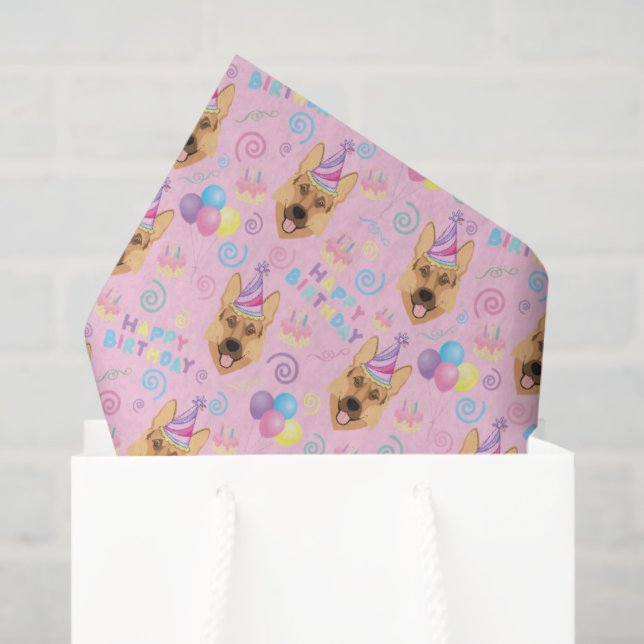 Deutscher Schäferhund Taschentuchpapier in Rosa Seidenpapier (Geschenk Tasche)
