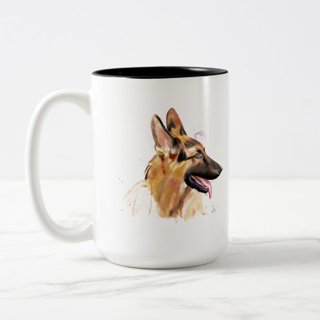 Deutscher Schäferhund Tasse – GSD Hund Kaffeetasse (Links)