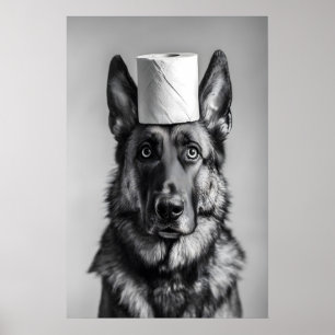 Deutscher Schäferhund Toilettenpapierrolle, Lustig Poster