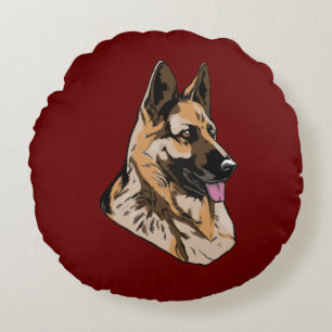Deutscher Schäferhund Tollwütiger Wachhund Rundes Kissen