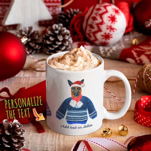 Deutscher Schäferhund trägt hässlichen Sweater Hun Kaffeetasse (Von Creator hochgeladen)