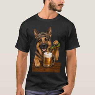 Deutscher Schäferhund trinkt Bier Lustiger Hund Me T-Shirt