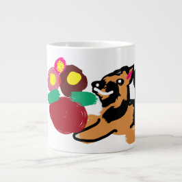 Deutscher Schäferhund und Blumen gut Jumbo-Tasse