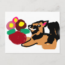 Deutscher Schäferhund und Blumen gut