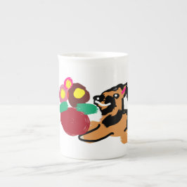 Deutscher Schäferhund und Blumen gut Prozellantasse
