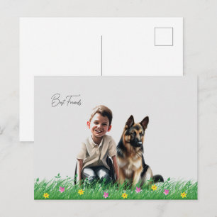 Deutscher Schäferhund und Junge Postkarte