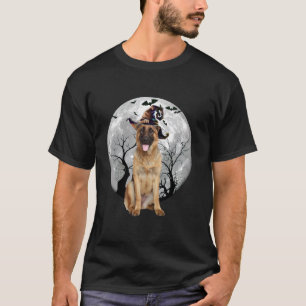 Deutscher Schäferhund und Mond Halloween Kostüm Hu T-Shirt