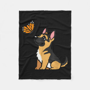 Deutscher Schäferhund und Schmetterling Süßer Hund Fleecedecke