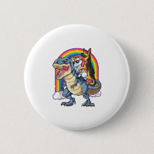 Deutscher Schäferhund Unicorn Dinosaur T rex Funny Button