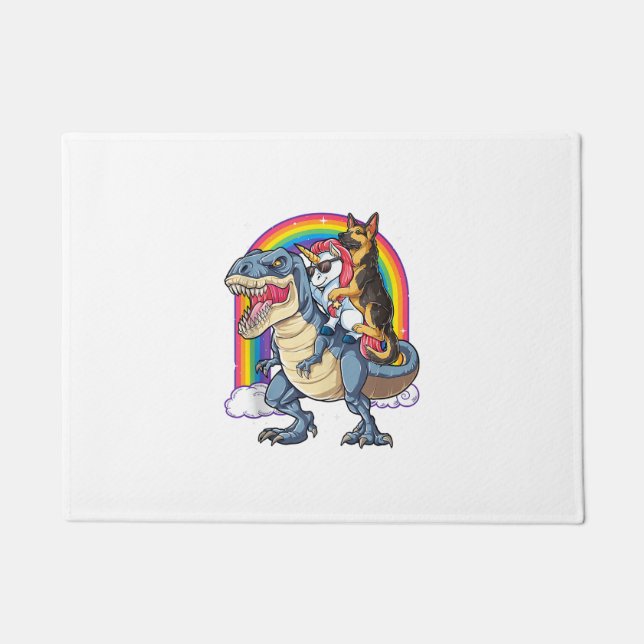 Deutscher Schäferhund Unicorn Dinosaur T rex Funny Fußmatte (Vorderseite)