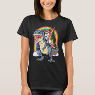 Deutscher Schäferhund Unicorn Riding Dinosaur Rex  T-Shirt