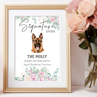 Deutscher Schäferhund Unterschrift Drink Zeichen Poster