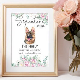 Deutscher Schäferhund Unterschrift Drink Zeichen Poster