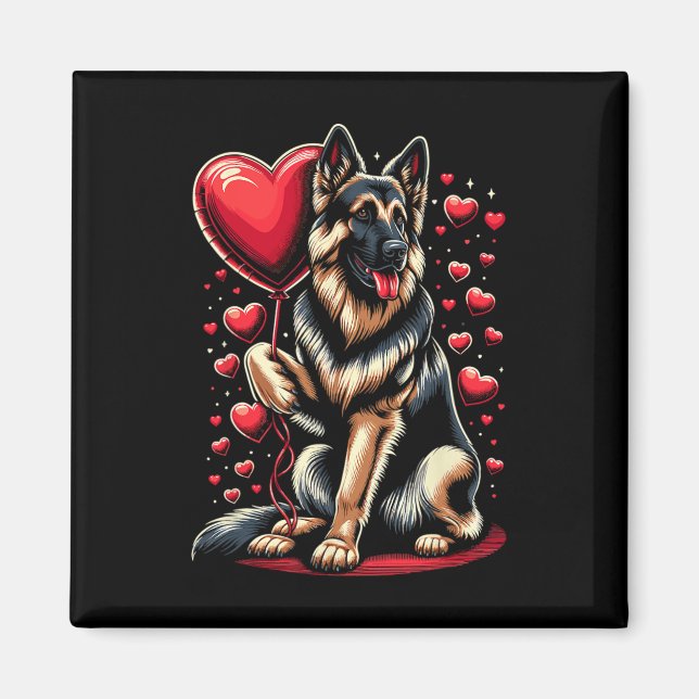 Deutscher Schäferhund Valentinstag Hundebesitzer V Magnet (Vorne)