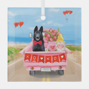 Deutscher Schäferhund Valentinstag-LKW-Herzen Ornament Aus Glas