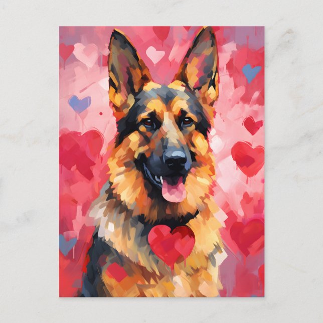 Deutscher Schäferhund-Valentinstag Postkarte (Vorderseite)