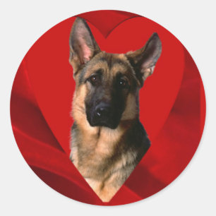 Deutscher Schäferhund Valentinstag Runder Aufkleber